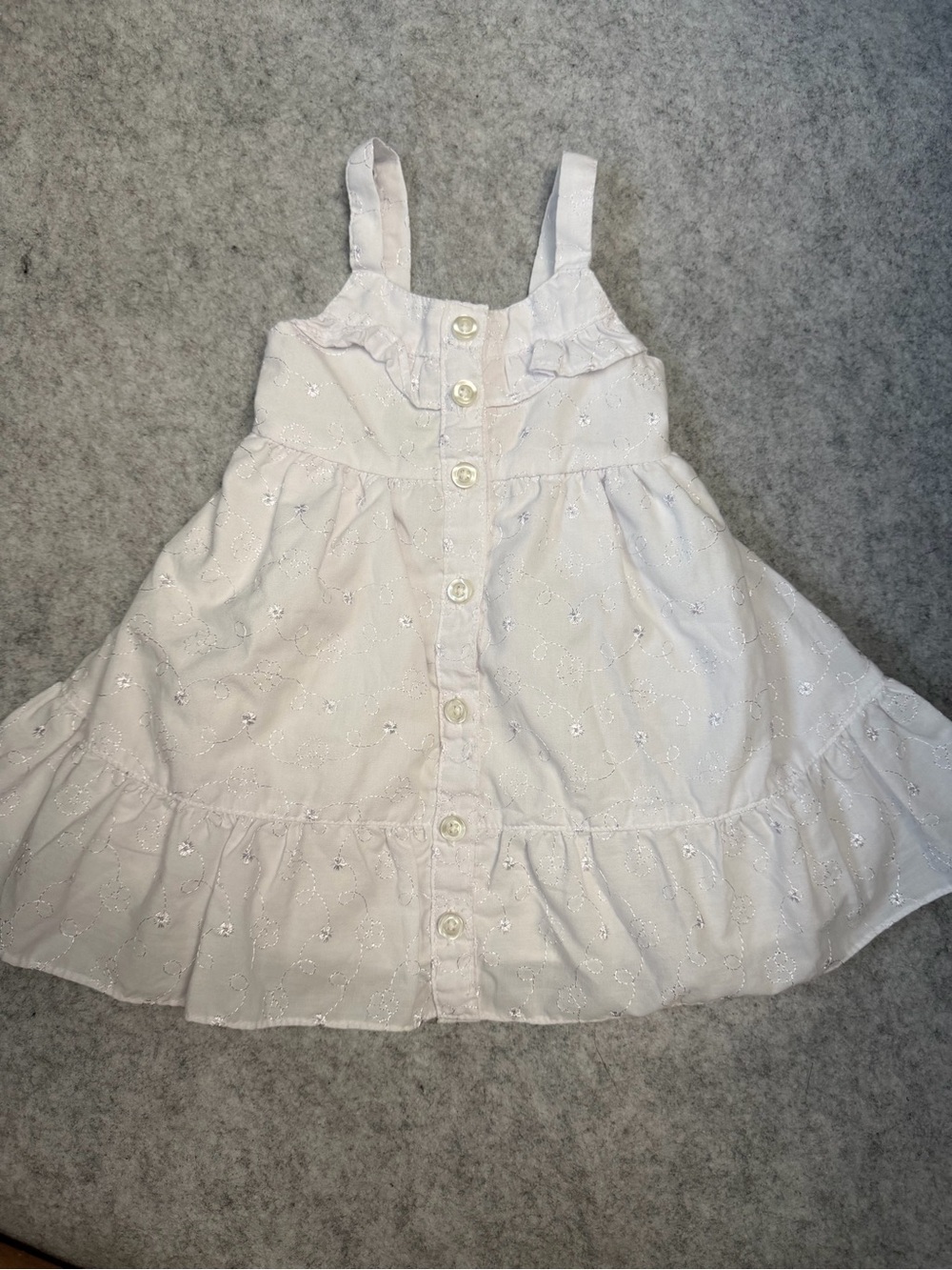 Girls White Eyelet Button-Front Sundress 6-9mo